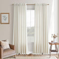 Ivory Semi Sheer Bronze Grommet 108 Inch Extra Long Linen Window