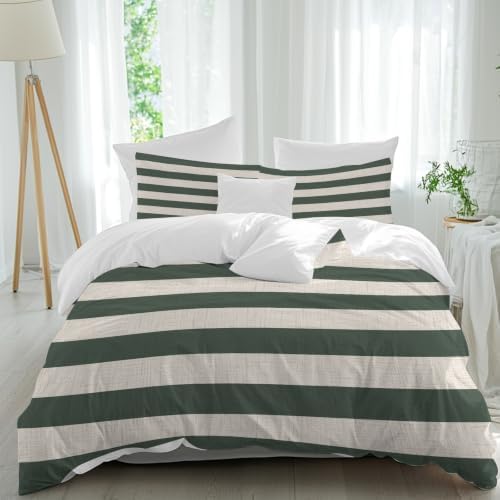 Duvet Cover King Size 3 Piece Bedding Set, Modern Minimalist Stripes