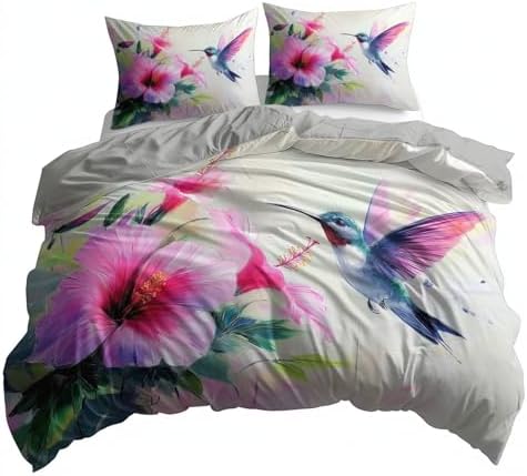 Gray Duvet Cover King Size Duvet Cover Set, with Watercolor Plant