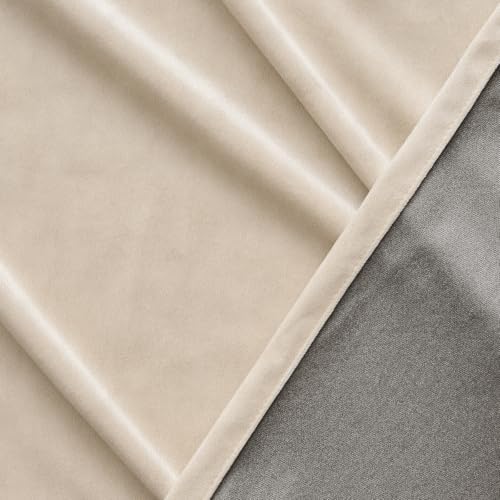 75% Blackout Velvet Curtains, Rod Pocket Back Tab 2pcs 52x108 Beige