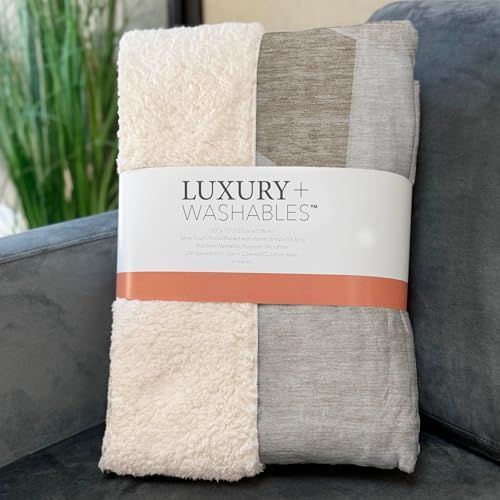 Addison Rugs ASB636 Taupe 50" x 70" Oversized Sherpa Throw Blanket