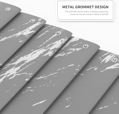 Gray Marble Shower Curtain - Realistic Vein Design, Water-Resistant