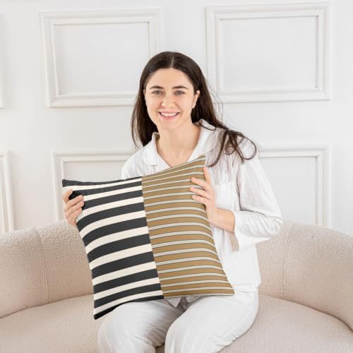 Erosebridal Black Brown White Geometric Pack of 2 Throw Pillow Covers