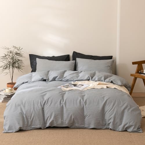 Striped Duvet Cover Set 100% Cotton,King(104"x90"),Grey Pinstripes