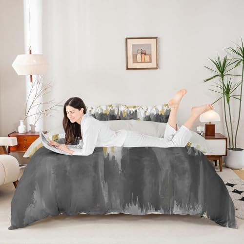 jejeloiu Abstact Duvet Cover Queen Size Geometric Comforter Cover for