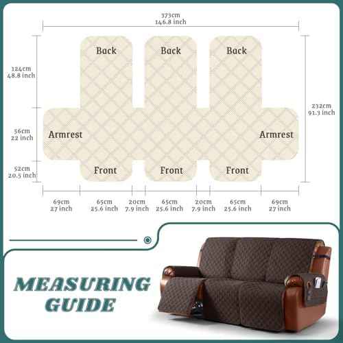 Ruaozz Waterproof Recliner Couch Cover, 3 Seater