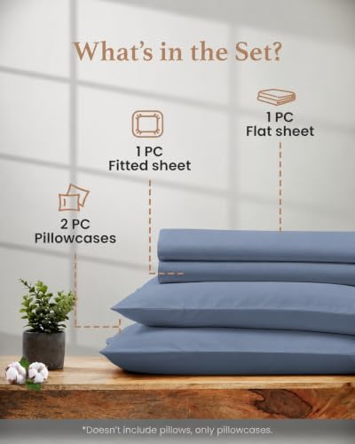 100% Egyptian Cotton Sheets King Size, 4 Piece, Slate Gray Sheets King