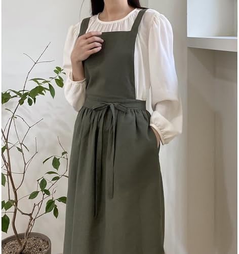 Adjust Cotton Linen Cooking Apron Fabric Coffee Restaurant Canvas Work