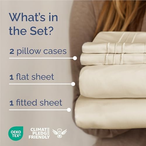 Full Size 4 Piece Sheet Set - Comfy Breathable & Cooling Sheets - Off