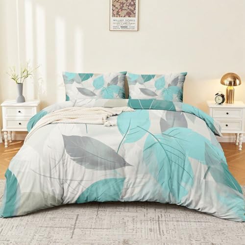 Duvet Cover King Minimalist Abstract Plant Leaf Reversible Bedding Set