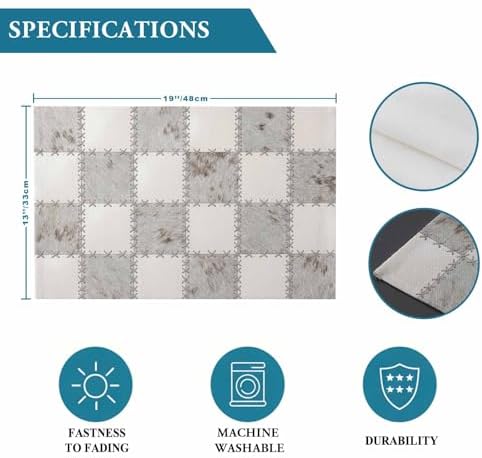 Cream Gray Checkered Placemats Set of 8, Cotton Linen Fabric Place
