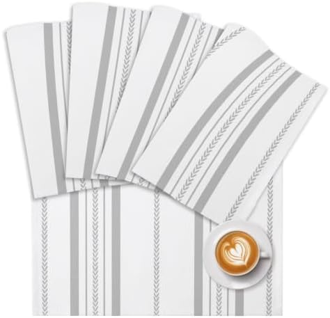 Placemats Set of 8 Classic Grey Stripes Place Mats for Dining Table