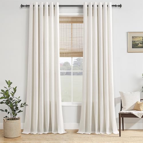 Jowels Natural Linen Grommet Curtains 120 Inch Long for Living Room