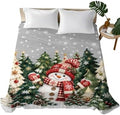 King Size Flat Sheet Only, Winter Christmas Trees Bed Top Sheet Soft