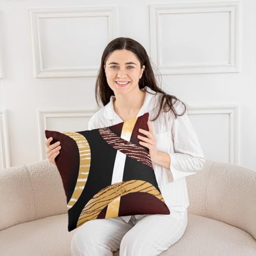 Black Brown Grid Circles Throw Pillow Covers 20x20 Inch Set of 2