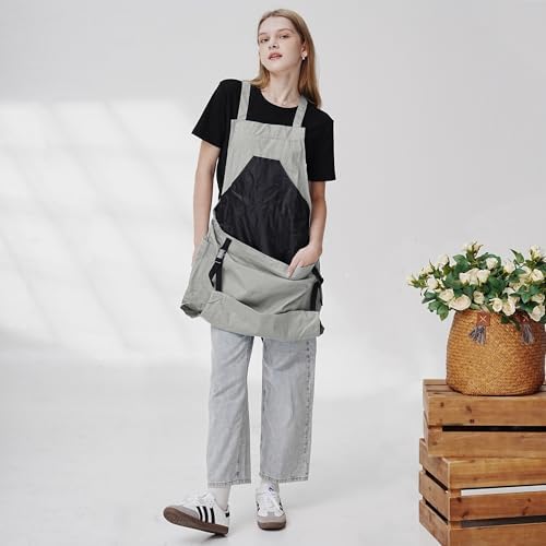 Multiple pockets versatile apron,neutral style canvas adjustable