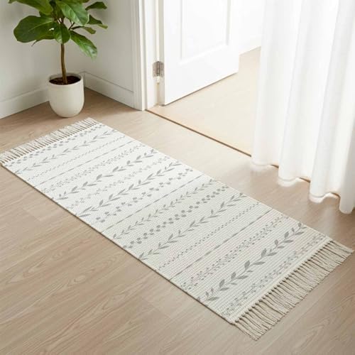 Modern Minimalist Hallway Runner Rug 2'x5', Rustic Leaves Vertical