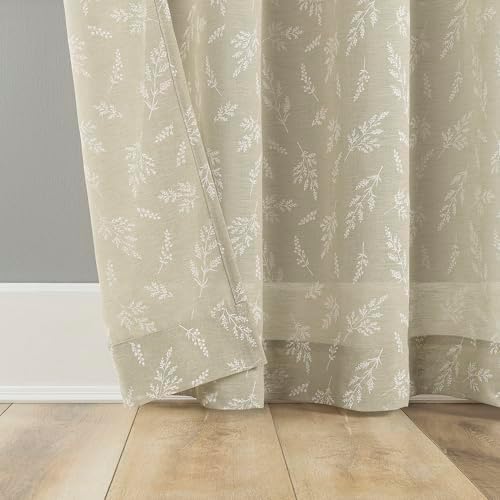 No. 918 Brookside Delicate Leaf Textured Sheer Rod Pocket Curtain