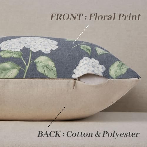 DFXSZ Floral Pillow Covers 20x20 Set of 2 Dark Blue Hydrangea Flower