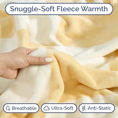 Beige Checkered Blanket Cal King Size - Flannel Fleece Cal King