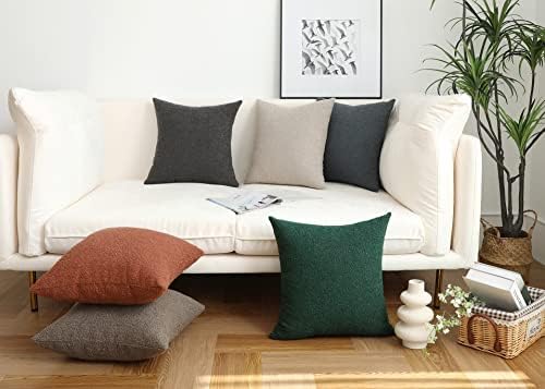 Jeneoo Black Decorative Square Thick Throw Pillow Covers Boucle Couch