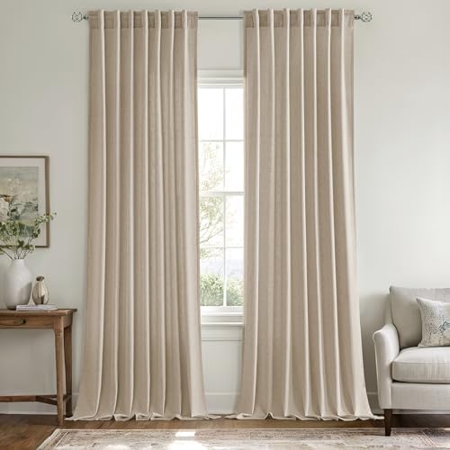 MIULEE Non-See-Through Privacy Linen Curtains 52W x 96L Inch Taupe