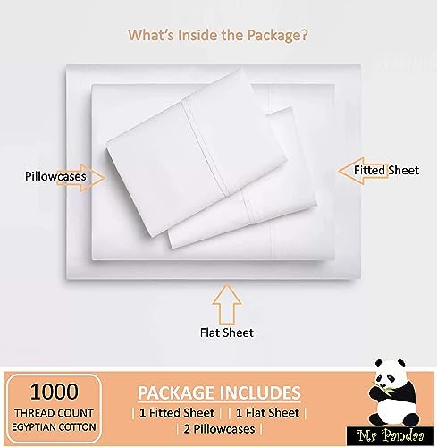 Full Size Sheet Set 1000 Thread Count Egyptian Cotton- 100% Long