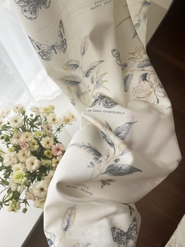 Cream White Linen Back Tab Curtains 63 Inch Length for Living Room 1