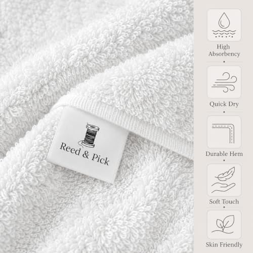 REED & PICK (Pack of 60) White Bath Towels Bulk 20x40 Inches -100%