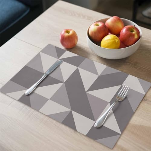 Placemats Set of 8, Geometric Grey Art Triangle Washable Table Mats