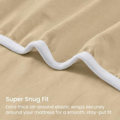 GOKOTTA 4 Piece King Size Sheet Set - Soft, Breathable & Cozy - Tan