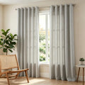 Full Blackout 63 Inch Long Grommet Curtains 2 Panel Set - Linen Look