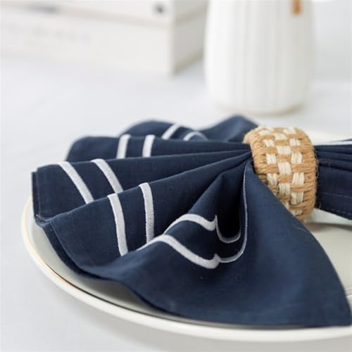 Lifup Cotton Linen Placemats Set of 8, Flower Embroidery Heat