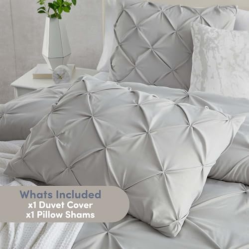 Nestl Twin Duvet Cover Set Light Grey - Soft Double Brushed Duvet Set