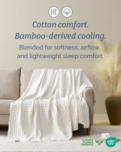 Cooling Waffle Blanket for Hot Sleepers - King Size, 108x90, Ivory
