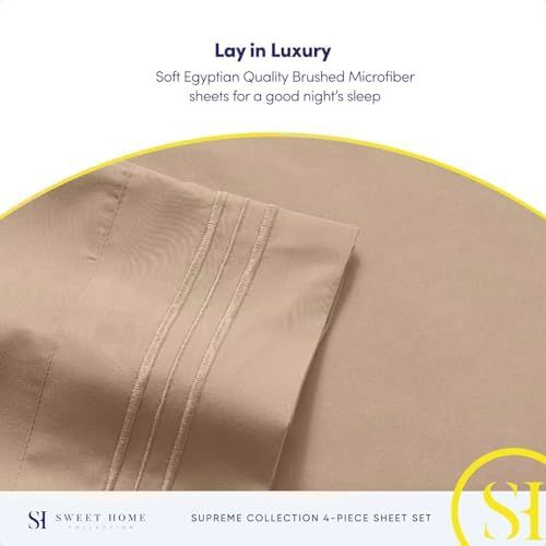 Full Size Sheet Sets - Breathable Luxury Sheets with Full Elastic &