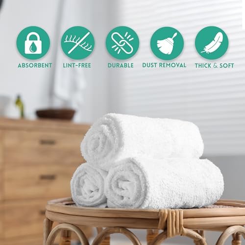 ZUPERIA 100% Cotton Terry Towels Cleaning Cloths, Pack of 50
