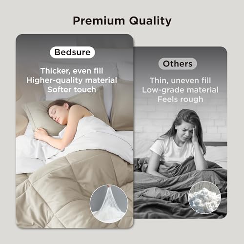 Bedsure Queen Bed in a Bag Reversible Bed Set 7 Pieces Beige/White