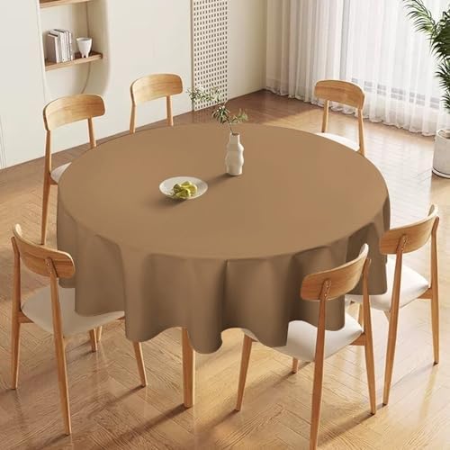 Round Tablecloth Trend Color Warm Beige Table Cover Washable Table