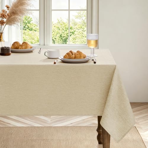 Decorelia Faux Linen Rectangle Tablecloth for Dining Room,Outdoor