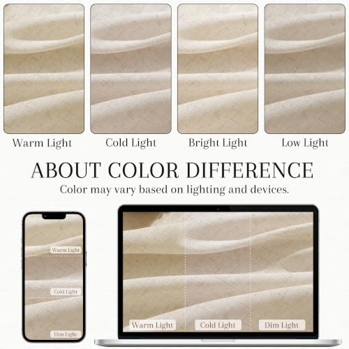 Nanspring Extra Long Linen Curtains 120 Inches 10ft Birch Beige 2