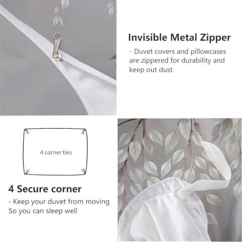 Duvet Cover King,Reversible Dreamy Tree Branches Light gray Duvet