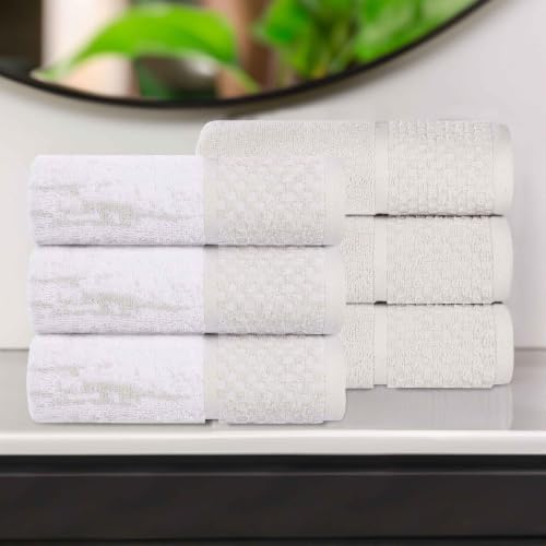 SUPERIOR Cotton Bathroom Towel Set, Plush Absorbent, 6 Piece, Stone