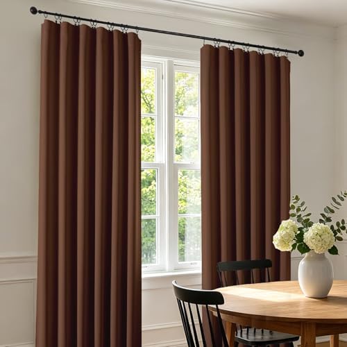 CUCRAF Brown Blackout Curtains 72 inch Length 2 Panels Set, Rod Pocket