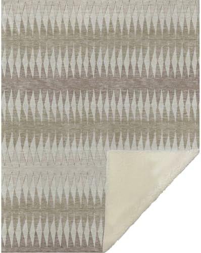 Addison Rugs ASB867 Taupe 50" x 70" Oversized Sherpa Throw Blanket