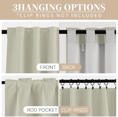 Yakamok Warm Cream Blackout Curtains 72 inch Long with Back Tab 40"