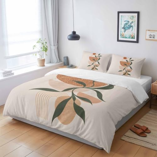 Middle Century Boho Duvet Cover Queen Size, Bohemian Abstract Modern