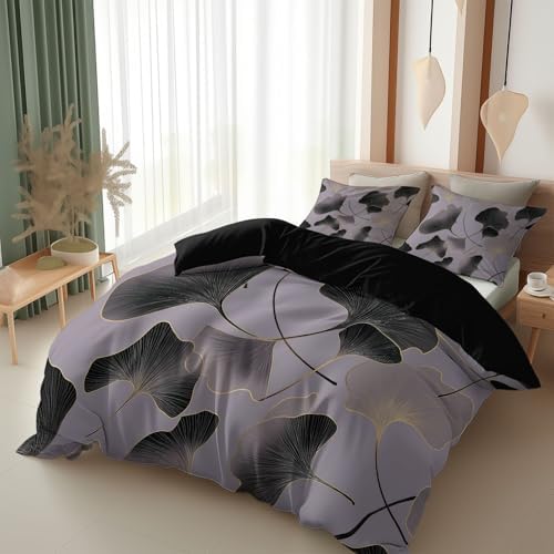 Soft Gray Texture Duvet Cover King Size, Printed Bedding Set 3 Pieces