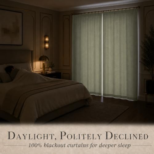 DECOLURE 100% Blackout Linen Curtains 108 Inches Long | Ivory