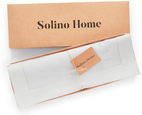 Solino Home 100% Linen Placemats White, Medium Weight 14 x 19 in, Set